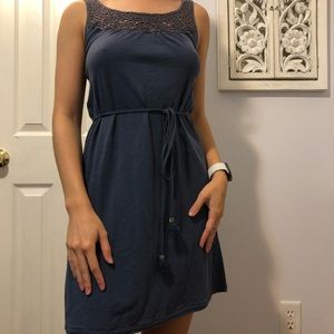 American Eagle | Dusty Blue Lace Shoulder Dress